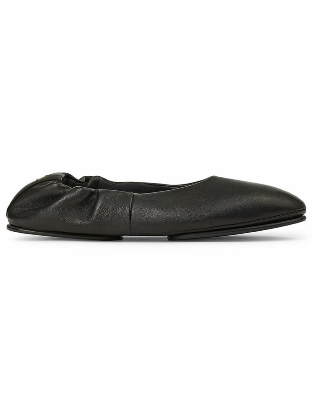 Lafayette 148 New York Black Leather Ruched Ballet Flat